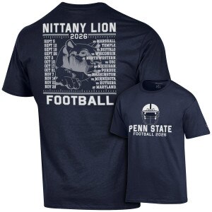 navy short sleeve t-shirt Penn State Football 2026 Schedule